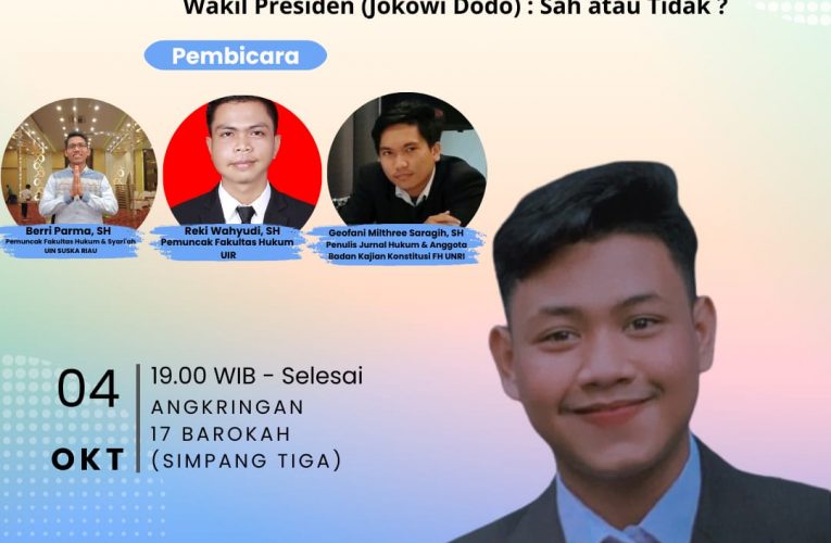 Agendakan Diskusi Presiden Jokowi Menjadi Calon Wakil Presiden Pemilu 2024